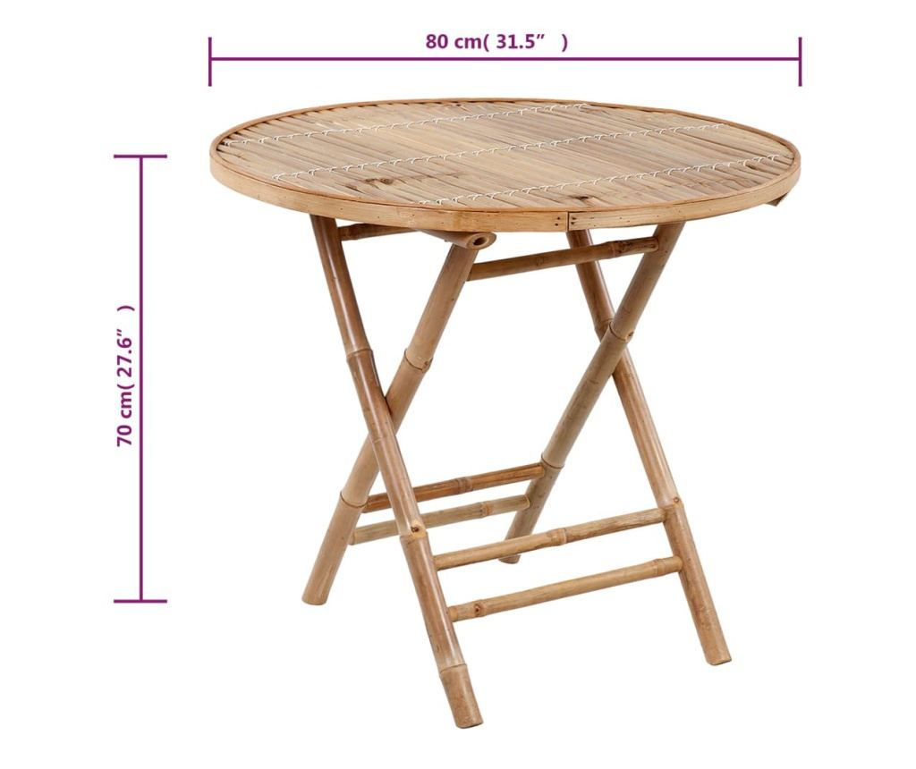 Сгъваем комплект градински мебели с възглавници, 5 части, бамбук - 10