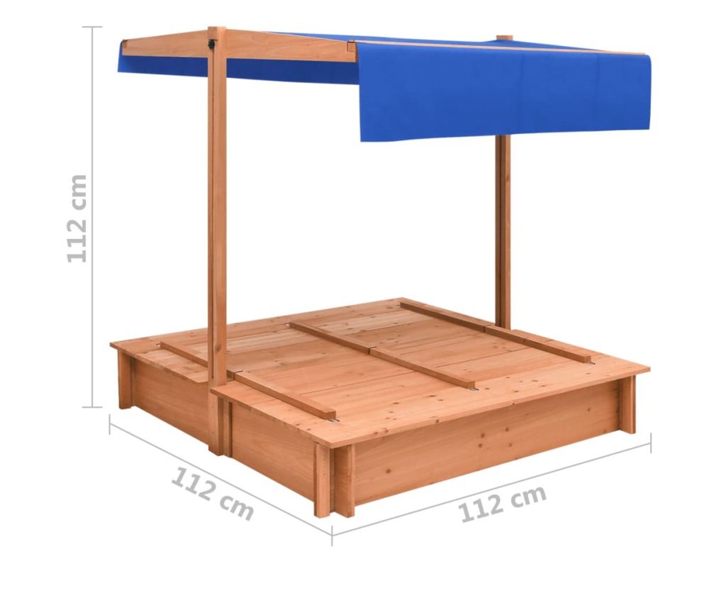 Peskovnik s streho iz lesa jelke 112x112x112 cm - 16