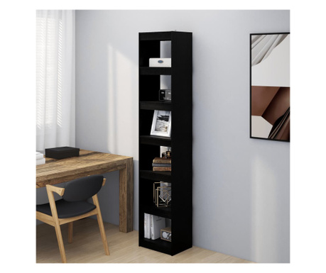 Bibliotecă/Separator cameră negru 40x30x199 cm lemn masiv pin