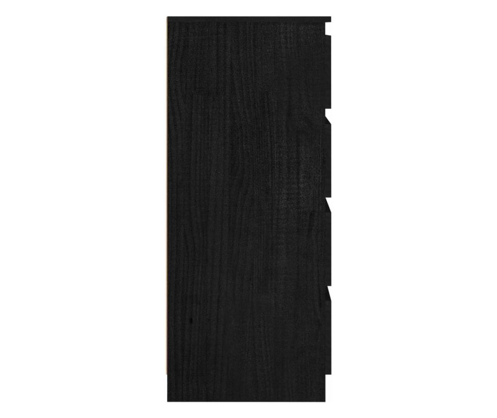Dulap lateral, negru, 60x36x84 cm, lemn masiv de pin - 4