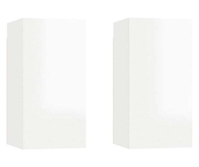 TV komode, 2 kom., ekstra sjajna bijela, 30,5x30x60 cm, iverica