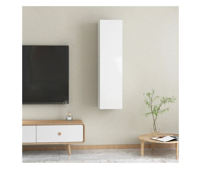 TV komode, 2 kom., ekstra sjajna bijela, 30,5x30x60 cm, iverica