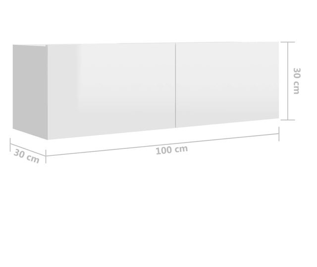 Set TV ormarića, 8 komada, bijeli visoki sjaj, MDF