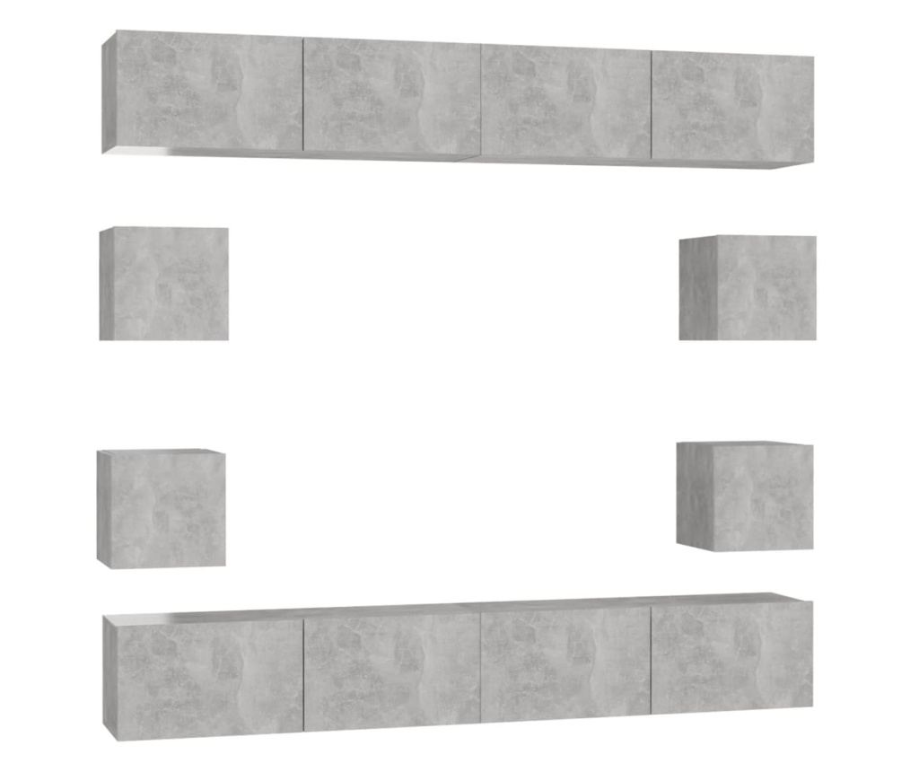 Set TV ormarića, 8 komada, Betonsko siva, Iverica - 2