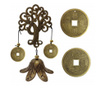 Clopotel de vant cu floare de campanula, monede aurii si Copacul vietii pentru casa sau gradina, auriu