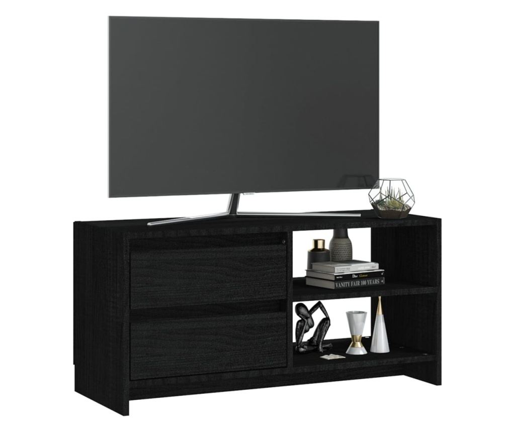 TV ormarić crni 80 x 31 x 39 cm od masivne borovine - 15