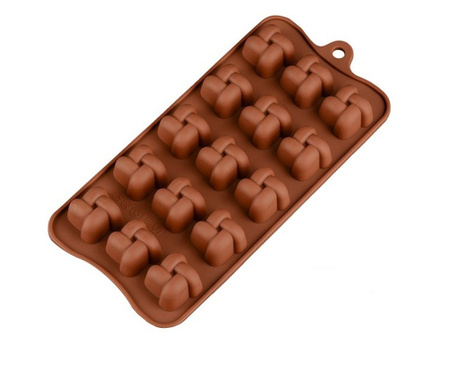 Forma din Silicon pentru Praline din Ciocolata, Bomboane, Jeleuri sau Cuburi de Gheata, Forma Impletita, 21 x 10 x 1 cm, Origina