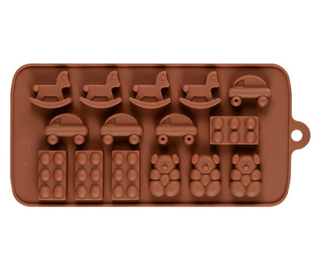 Forma din Silicon pentru Praline din Ciocolata, Bomboane, Jeleuri sau Cuburi de Gheata, 4 Simboluri, 21 x 10 x 1 cm, Original De
