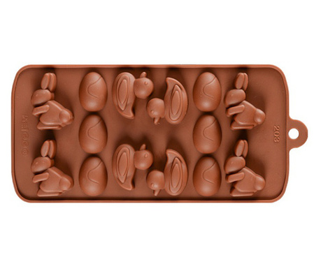 Forma din Silicon pentru Ciocolata de Casa, Bomboane, Jeleuri sau Cuburi de Gheata, Rate, Iepuri si Oua, 21 x 10 x 1 cm, Origina
