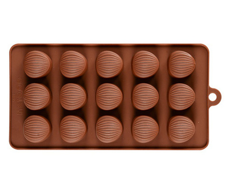 Forma din Silicon pentru Praline din Ciocolata, Bomboane, Jeleuri sau Cuburi de Gheata, Scoica Marina, 21 x 10 x 1 cm, Original