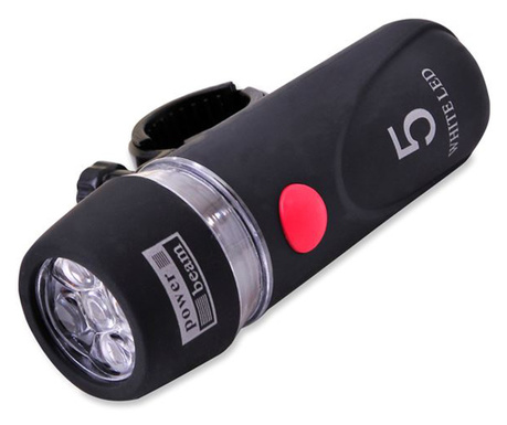 Lanterna Multifunctionala 2in1 cu Lumina LED pentru Bicicleta, 5 LED-uri, cu Baterii, 3 Functii, Impermeabila, Negru, Original D