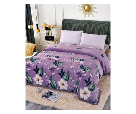Семпло одеяло Cocolino с бордюр, 200 x 230 см, виолетови цветя, PJ-06
