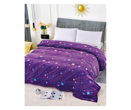 Семпло одеяло Cocolino с бордюр, 200 x 230 см, лилави звезди, PJ-13