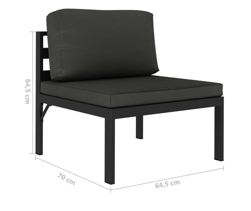 Градински комплект мебели с възглавници, 8 части, антрацит, алуминий - 5