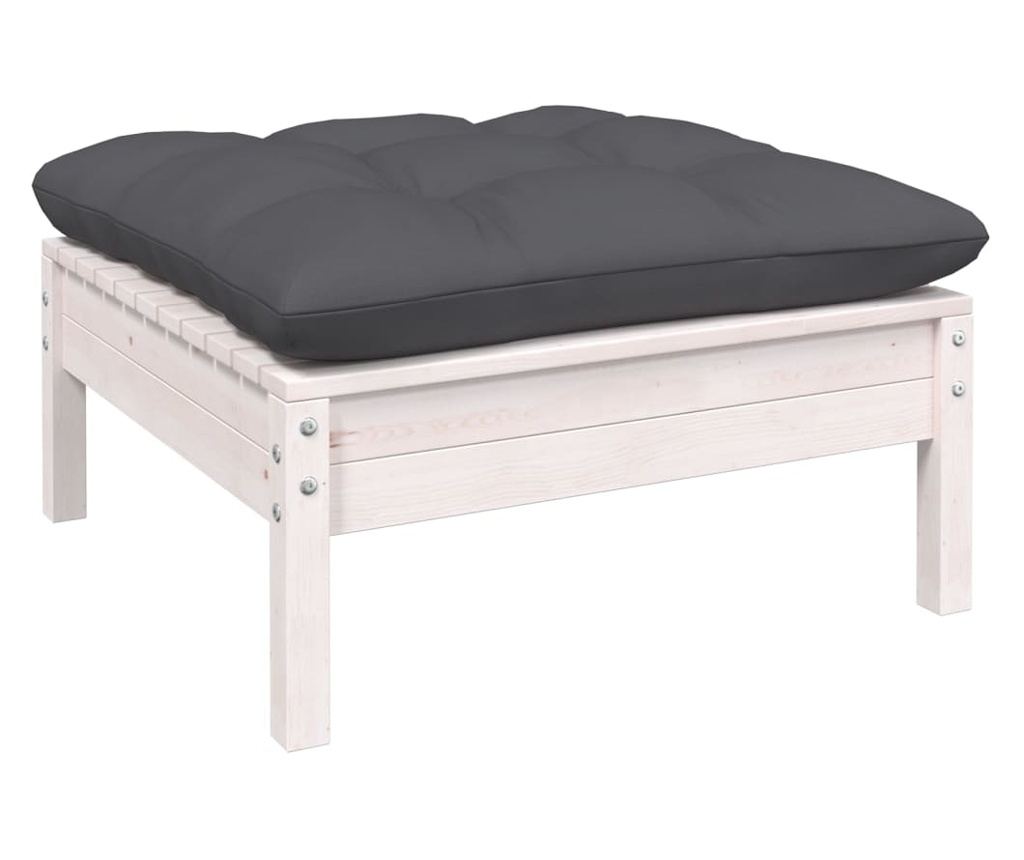 Set vrtnega pohištva s blazinami, 11 kosov, bela, borovo les. - 5