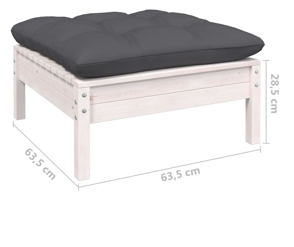 Set vrtnega pohištva s blazinami, 11 kosov, bela, borovo les. - 8