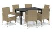 Градински мебели с възглавници, 7 части, бежово, полиратан thumbnail 2
