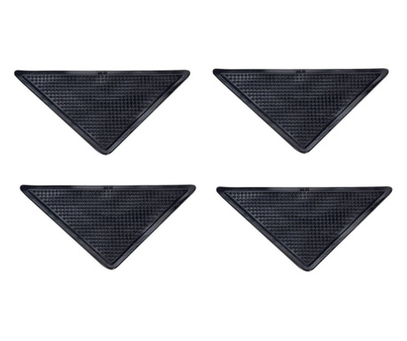 Set 4 Triunghiuri din Cauciuc Anti Alunecare cu Adeziv pentru Fixarea Covoarelor, Negru, Original Deals