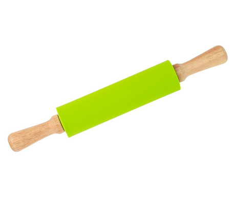 Sucitor din Silicon cu Ax Rotativ si Manere din Lemn de Bambus, pentru Modelat Aluatul, Premium, 17.5cm, Verde, Original Deals