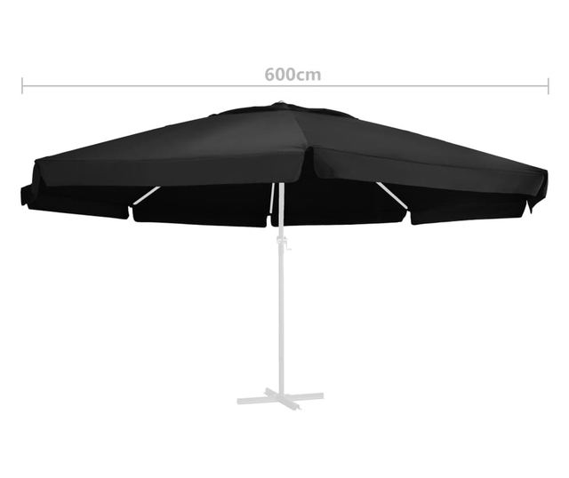 Zamjenska tkanina za vrtni suncobran crna 600 cm