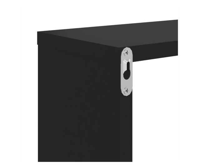 Fali polcok, 2 db, fekete, 100x15x20 cm, laminlt fa