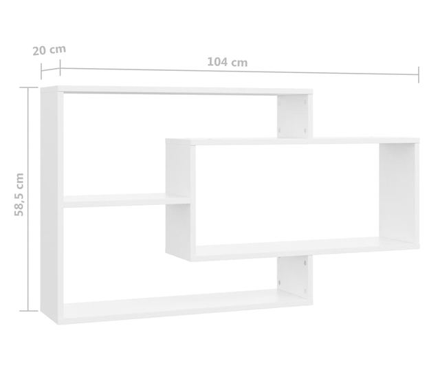 Falra szerelhet polcok, fehr, 104x20x58,5 cm, laminlt forgcslap