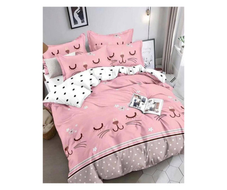 Комплект спално бельо, фин памук, 4 части, единично легло, розово, Rachel, FNJ1-62