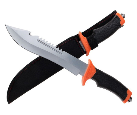 IdeallStore® ловен нож, Camping Helper, черен 36 см, с включена обвивка