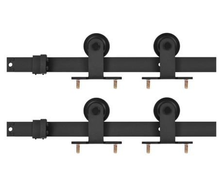 Seturi de feronerie usi glisante, 2 buc., negru, 200 cm, otel