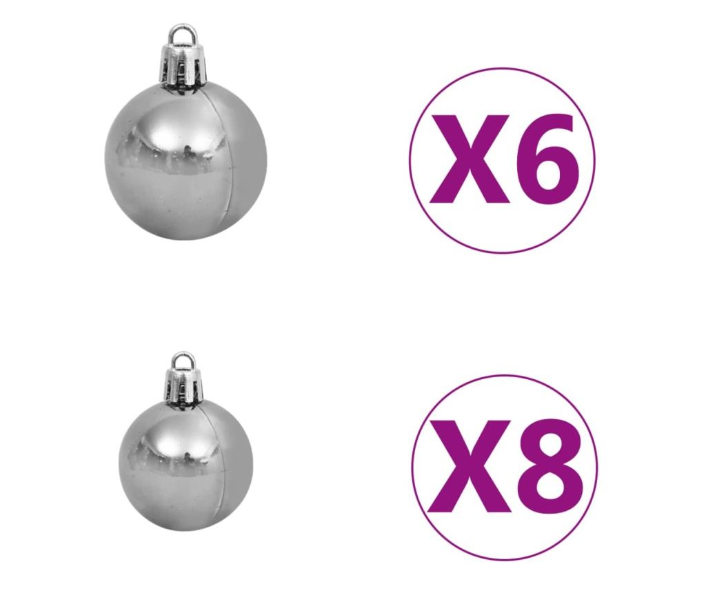 Set globuri Crăciun cu vârf & 150 LED-uri 61 piese alb & gri - 10