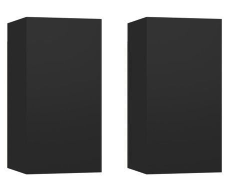 ТВ шкафове, 2 бр, черни, 30,5x30x60 см, ПДЧ
