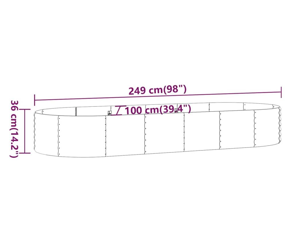 Jardinieră grădină verde 249x100x36cm oțel vopsit electrostatic - 6