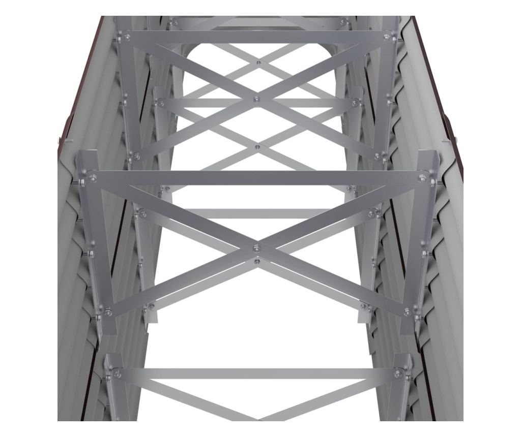 Кафява градинска саксия 224x40x68 см прахово боядисана стомана - 5