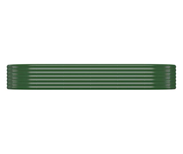 Зелена градинска саксия 249x100x36 см прахово боядисана стомана