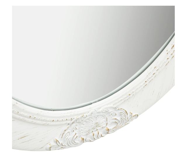 Oglindă de perete în stil baroc, alb, 50 x 70 cm