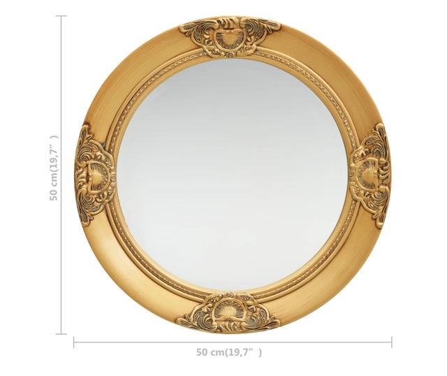 Lustro ścienne w stylu barokowym, złote, 50 cm