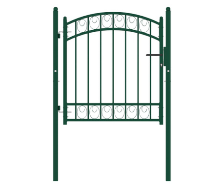 Poartă de gard cu arcadă, verde, 100x100 cm, oțel