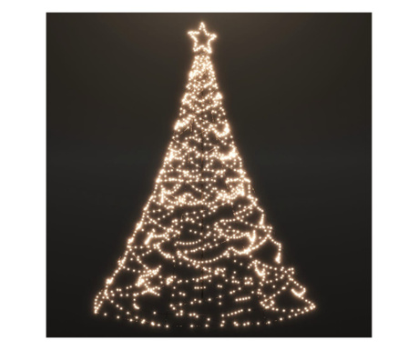 karácsonyfa fémoszloppal és 1400 meleg fehér LED-del 5 m