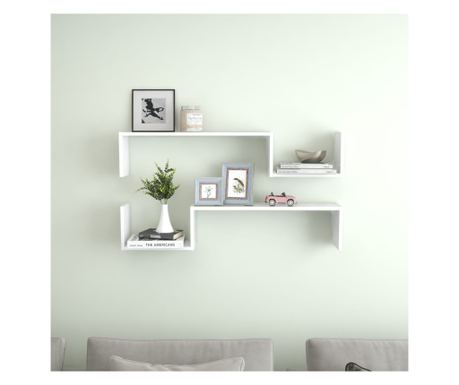 Falra szerelhet polcok, 2 db, fehr, 100x15x20 cm, laminlt faforgcslap