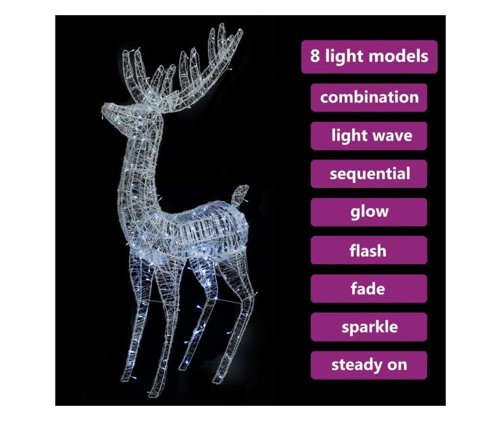 Božićni sob, 250 LED svjetala, hladno bijela, 180 cm, akril, XXL - 4