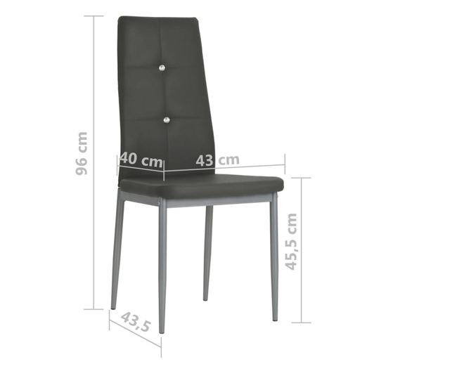 Jedilni stoli, 2 kosa, sivi, umetno usnje