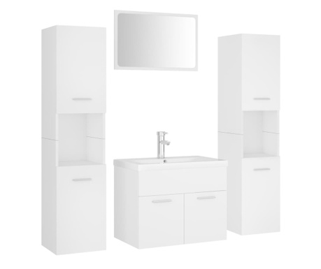 Set mobilier de baie, alb, PAL