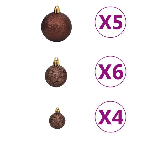 Set kuglica za Božić s vrhom i 150 LED svjetala 61 komad zlatno & brončano