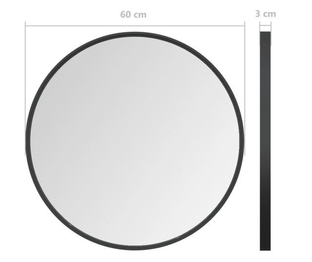 Стенно огледало, черно, 60 см