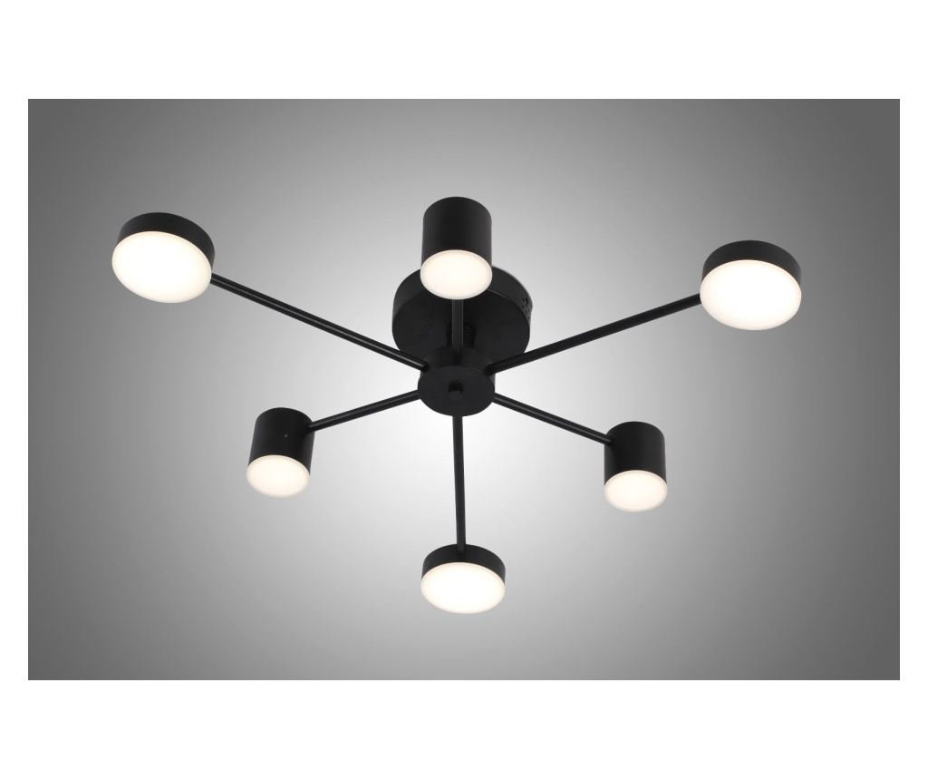 Lustra LED RFAN, Model R9029-6, cu Telecomanda, 3 Tipuri de Lumina, Intensitate Reglabila, 72W, Negru - 2