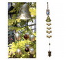 Clopotel de vant cu floare de campanula si 6 clopotei pentru casa sau gradina, model cu bufnite