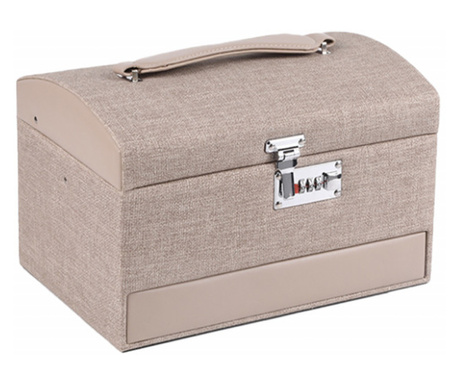 Елегантна кутия Pufo Деликатна дамска кутия за съхранение и организиране на бижута и аксесоари, със заключване, сива