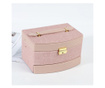 Cutie eleganta de dama Pufo Glance pentru depozitare si organizare bijuterii si accesorii, model etajat, roz