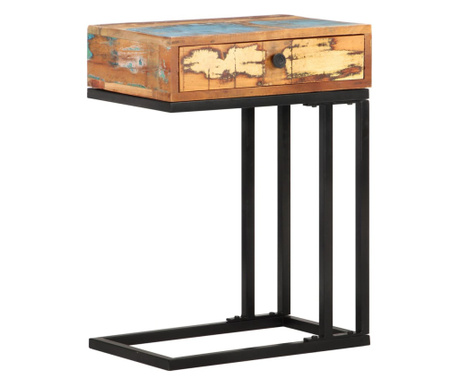 U-alakú kisasztal, 45 x 30 x 61 cm, újrahasznosított tömörfa
