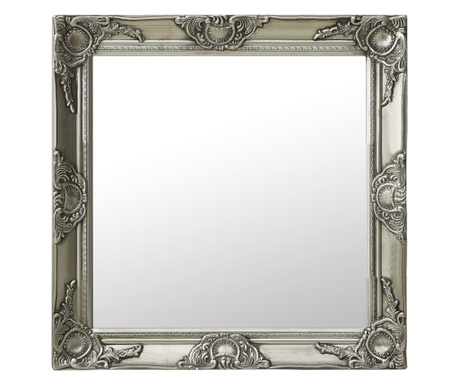 Nástěnné zrcadlo barokní styl 60 x 60 cm stříbrné
